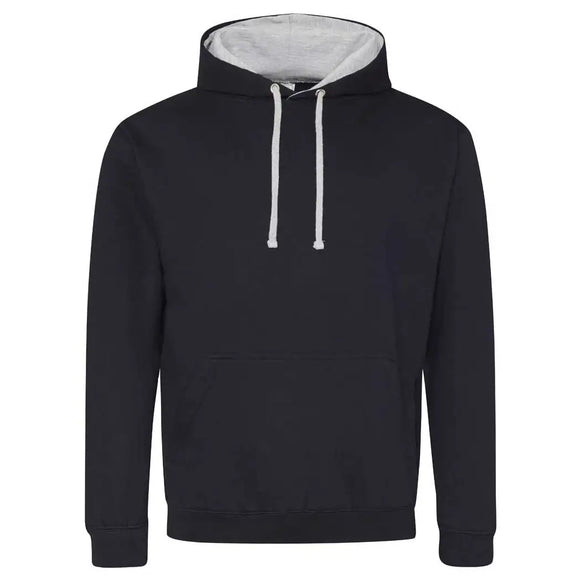 Just Hoods College Varsity Hoodie - JH003 in neew french with heather grey drawcords and hood lining against a white background