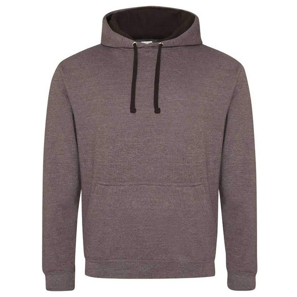 Just Hoods College Varsity Hoodie - JH003 in charcoal grey with jet black drawcords and hood lining against a white background