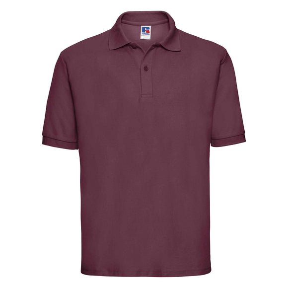 Russell Classic Polycotton Polo - 539M polo shirt in burgundy against a white background