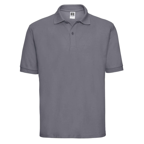 Russell Classic Polycotton Polo - 539M polo shirt in convoy grey against a white background