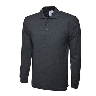 Buy charcoal Long Sleeve Polo Shirt - UC113