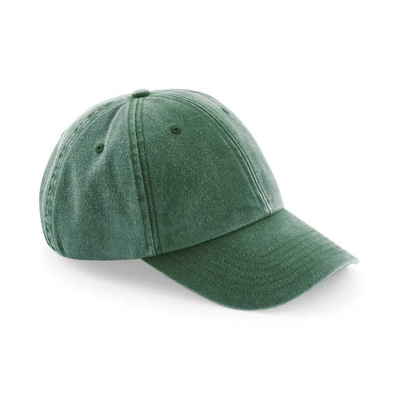 Beechfield Vintage Cap - B655 in vintage bottle green on a white background