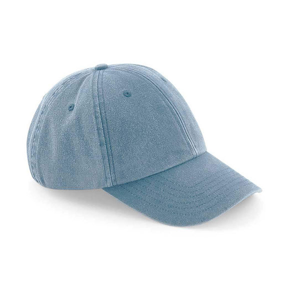 Beechfield Vintage Cap - B655 in vintage light denim on a white background
