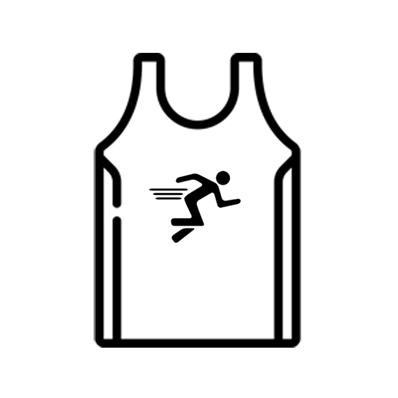 Black line drawing of a tank top on a light grey background