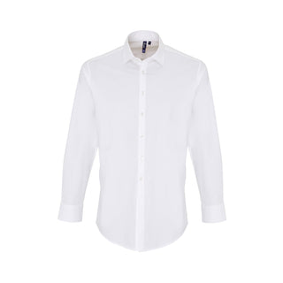 Buy white Men&#39;s Stretch-Fit Cotton Long-Sleeve Shirt PR244