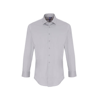 Buy silver Men&#39;s Stretch-Fit Cotton Long-Sleeve Shirt PR244