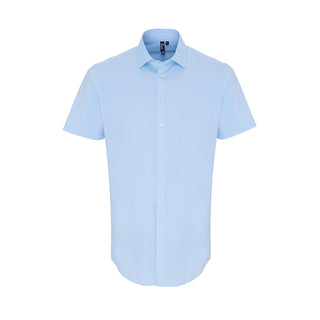 Buy pale-blue Men&#39;s Stretch-Fit Cotton Short-Sleeve Shirt PR246