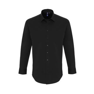 Buy black Men&#39;s Stretch-Fit Cotton Long-Sleeve Shirt PR244