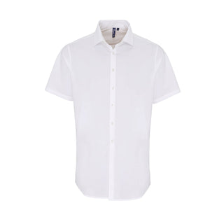 Buy white Men&#39;s Stretch-Fit Cotton Short-Sleeve Shirt PR246