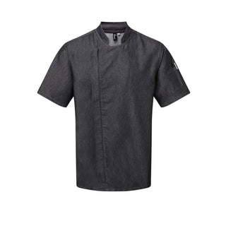 Buy black-denim Chef&#39;s Zip-Close Short Sleeve Jacket PR906