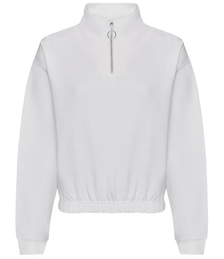 Buy arctic-white Women&#39;s Cropped ¼ Zip Sweatshirt - JH037