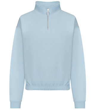 Buy sky-blue Women&#39;s Cropped ¼ Zip Sweatshirt - JH037