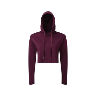 Buy mulberry Women&#39;s Cropped Hooded Long Sleeve T-Shirt - TR088