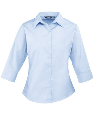 Buy light-blue Women&#39;s ¾ Sleeve Poplin Blouse PR305