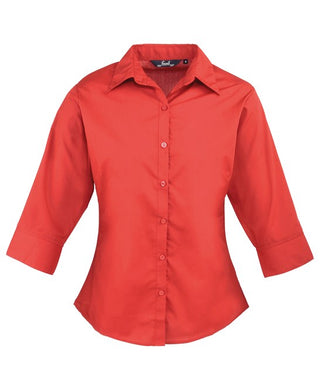 Buy red Women&#39;s ¾ Sleeve Poplin Blouse PR305