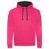 Just Hoods College Varsity Hoodie - JH003 in hot pink with french navy drawcords and hood lining against a white background