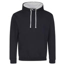Just Hoods College Varsity Hoodie - JH003 in neew french with heather grey drawcords and hood lining against a white background