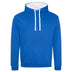 Just Hoods College Varsity Hoodie - JH003 in royal blue with arctic white drawcords and hood lining against a white background