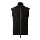 A sleeveless black men's gilet with a high collar and a brown two-way zipper in the front. Premier Artisan Fleece Gilet - PR803