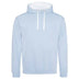 Just Hoods College Varsity Hoodie - JH003 in sky blue with arctic white drawcords and hood lining against a white background
