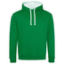 Just Hoods College Varsity Hoodie - JH003 in kelly green with arctic white drawcords and hood lining against a white background