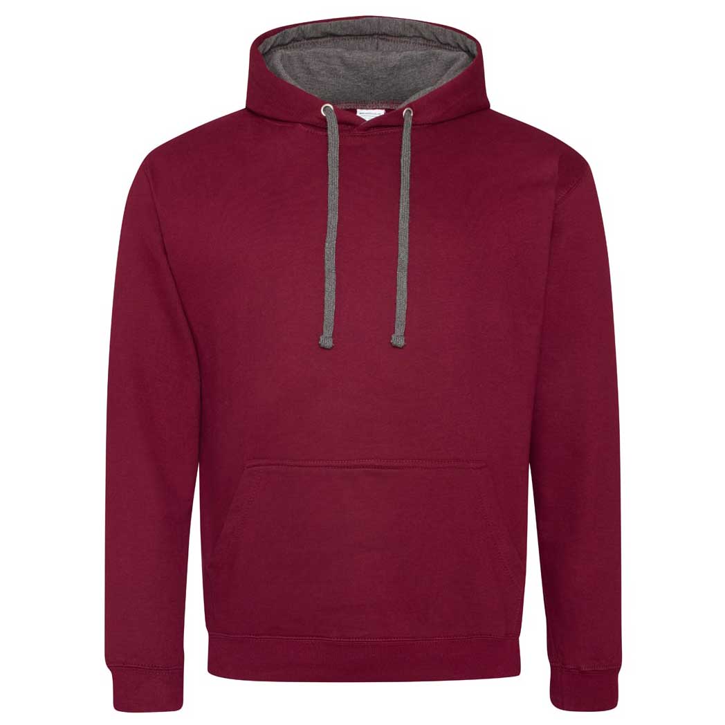 Buy burgundy-charcoal College Varsity Hoodie - JH003