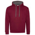 Just Hoods College Varsity Hoodie - JH003 in burgundy with charcoal grey drawcords and hood lining against a white background