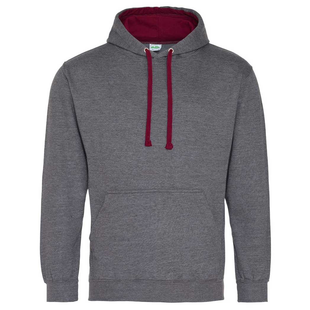 Buy charcoal-burgundy College Varsity Hoodie - JH003