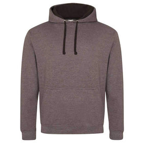 Just Hoods College Varsity Hoodie - JH003 in charcoal grey with jet black drawcords and hood lining against a white background