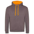Just Hoods College Varsity Hoodie - JH003 in charcoal grey with orange crush drawcords and hood lining against a white background