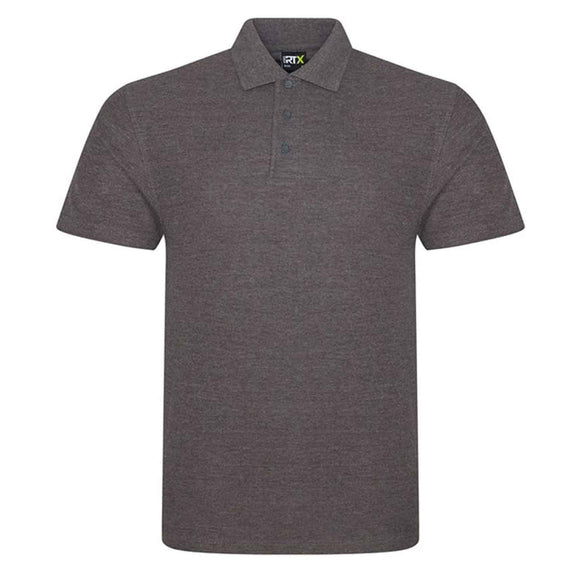 Pro RTX Pro polo shirt in charcoal on a white background. RX101 