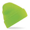 Beechfield Original Cuffed Beanie - B45 in fluorescent green on a white background