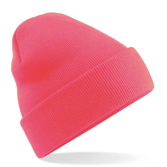 Beechfield Original Cuffed Beanie - B45 in fluorescent pink on a white background