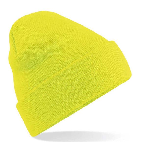Beechfield Original Cuffed Beanie - B45 in fluorescent yellow on a white background
