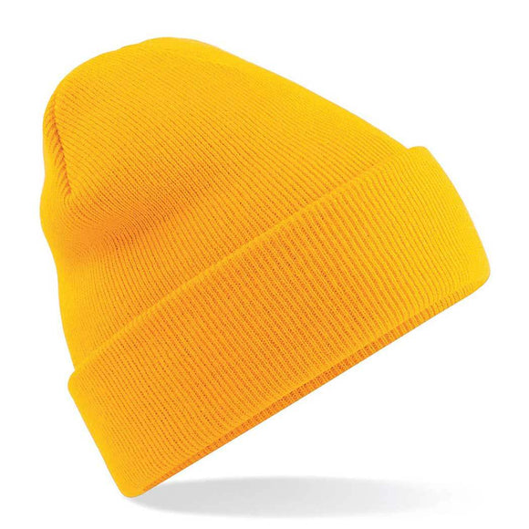 Beechfield Original Cuffed Beanie - B45 in gold yellow on a white background