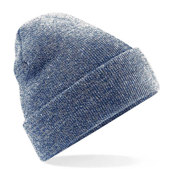 Beechfield Original Cuffed Beanie - B45 in heather navy on a white background