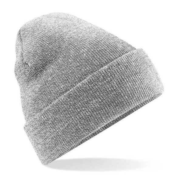 Beechfield Original Cuffed Beanie - B45 in heather grey on a white background