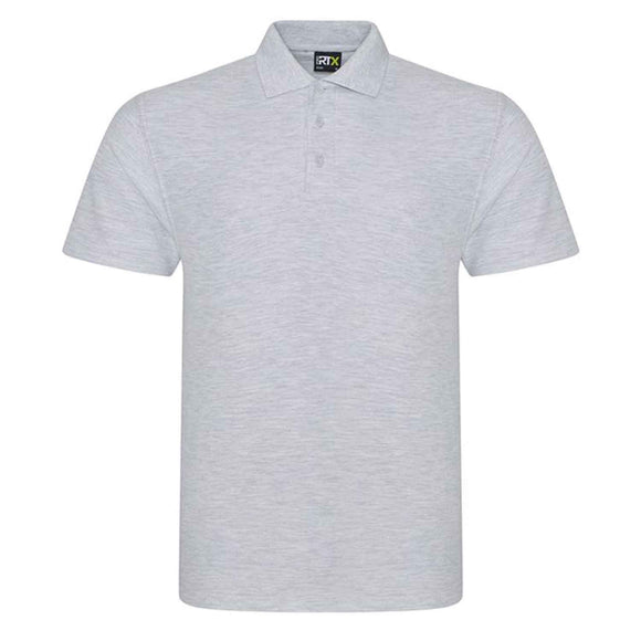 Pro RTX Pro polo shirt in heather grey on a white background. RX101 
