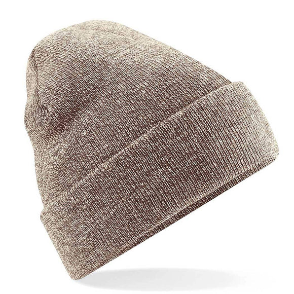 Beechfield Original Cuffed Beanie - B45 in heather oatmeal on a white background