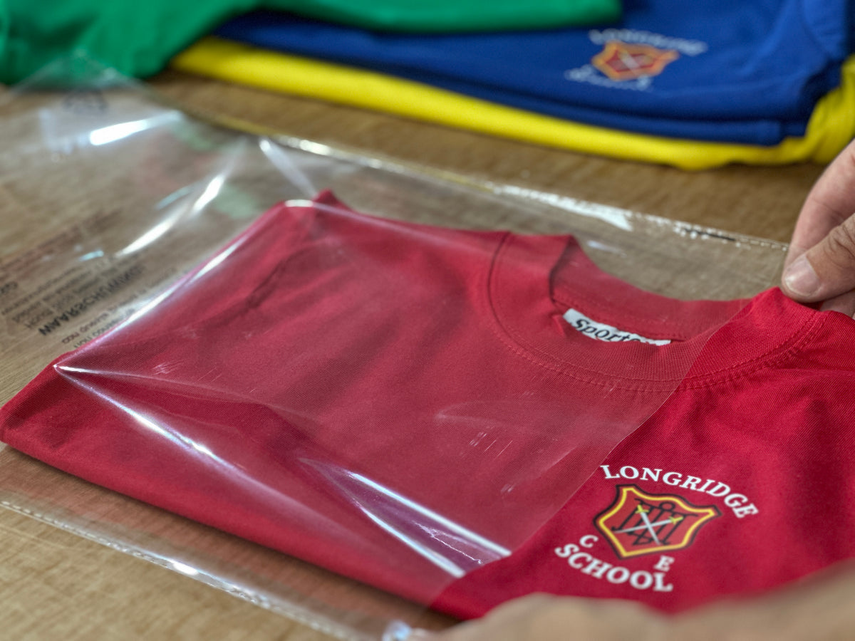 Bagging a finished PE T-shirt
