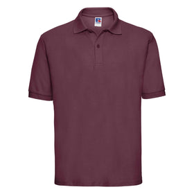 Russell Classic Polycotton Polo - 539M polo shirt in burgundy against a white background