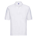 Russell Classic Polycotton Polo - 539M polo shirt in white against a white background
