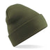 Beechfield Original Cuffed Beanie - B45 in moss green on a white background