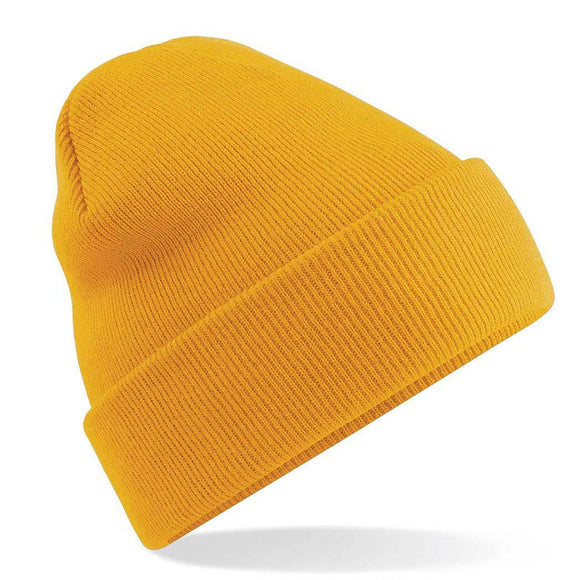 Beechfield Original Cuffed Beanie - B45 in mustard on a white background