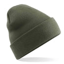 Beechfield Original Cuffed Beanie - B45 in olive green on a white background