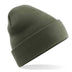 Beechfield Original Cuffed Beanie - B45 in olive green on a white background
