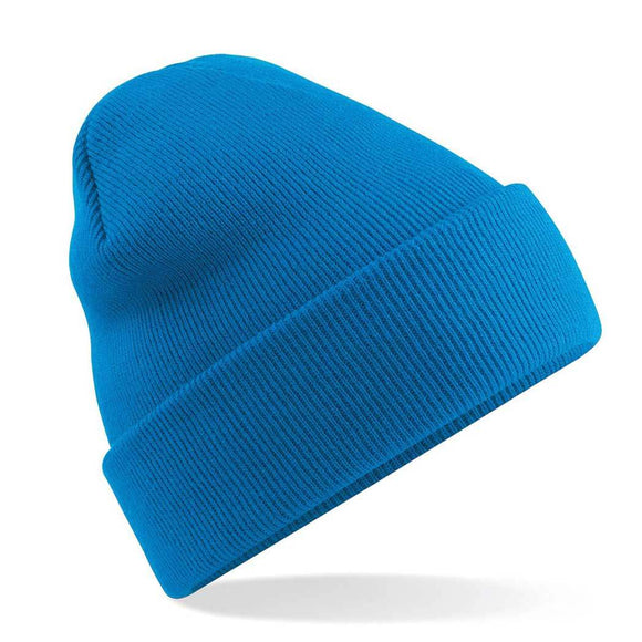 Beechfield Original Cuffed Beanie - B45 in sapphire blue on a white background