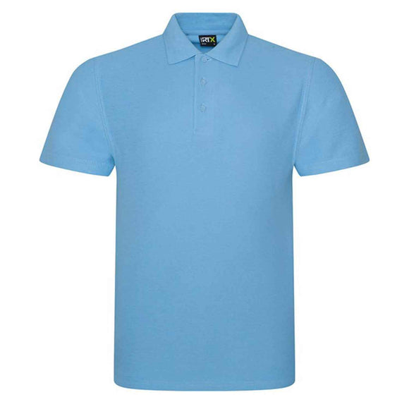 Pro RTX Pro polo shirt in sky blue on a white background. RX101 