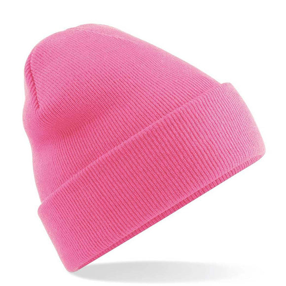 Beechfield Original Cuffed Beanie - B45 in true pink on a white background