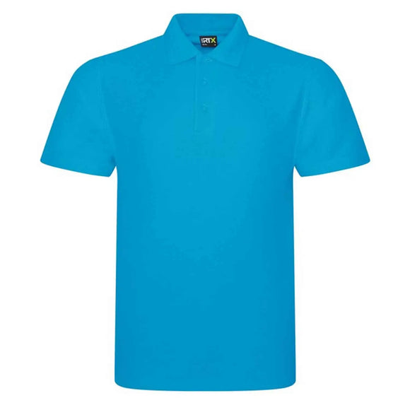 Pro RTX Pro polo shirt in turquoise on a white background. RX101 